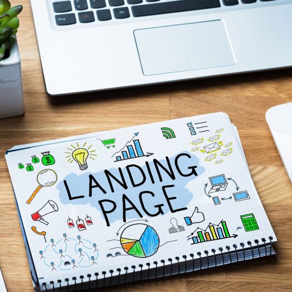 Notepad Showing Landing Page Concept